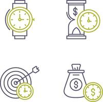 muñeca reloj y hora es dinero icono vector