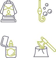 Lantern and Fishing Hook Icon vector