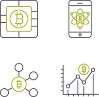 bitcoin chip y móvil icono vector