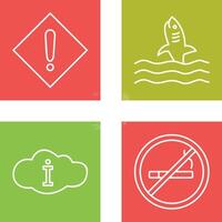 caution sign and dangerous shark Icon vector