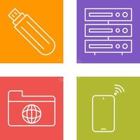 usb drive and server Icon vector