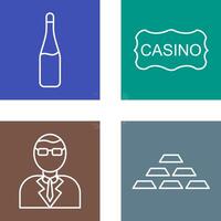 champán botella y casino firmar icono vector