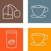 tea bag and creamy coffee Icon vector