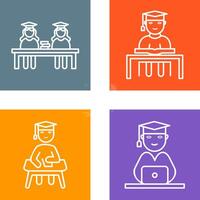 Combined Study and Studying on Desk Icon vector