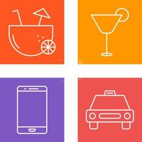 coconut drink and cocktail drink Icon vector