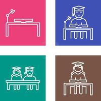 study desk and studying on desk Icon vector