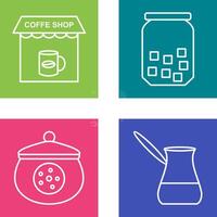 Coffee Shop And sugar Bottle Icon vector