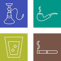 hookah and lit smoking pipe Icon vector