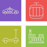 Police Car and Cable Car Icon vector