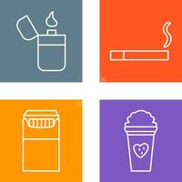 lighter and lit cigarette Icon vector