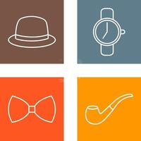 sombrero y reloj icono vector