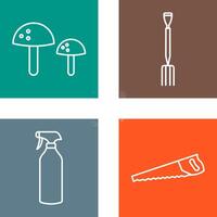 Mushrooms and Gardening Fork Icon vector