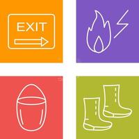 exit and electricity fire Icon vector