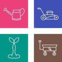 Watering tool and Lawn Mower Icon vector