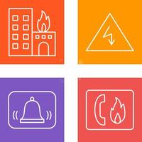 burning building and electricity danger Icon vector