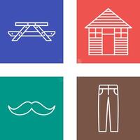 Picnic of Table and Wood Cabin Icon vector