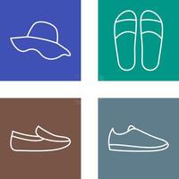 sombrero y zapatillas icono vector