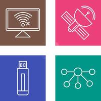 Disconnected Network and Satellite Icon vector
