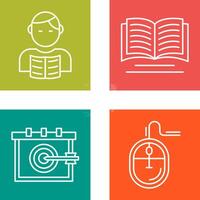 estudiante y libro icono vector