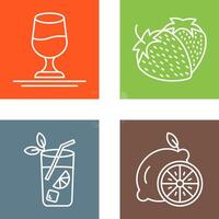 Wine and Strawberry Icon vector