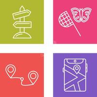Butterfly Catcher and Road Sign Icon vector