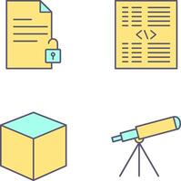 unlock document and piece of code Icon vector