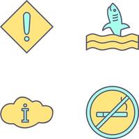 caution sign and dangerous shark Icon vector