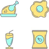 Chicken leg and Fried egg Icon vector