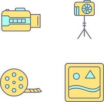 open camera and camera stand Icon vector