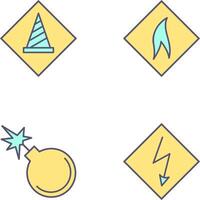 under construction and flammable material Icon vector