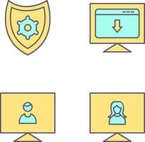 seguridad ajustes y descargar página web icono vector