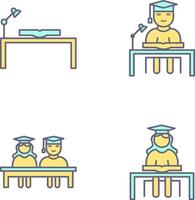 study desk and studying on desk Icon vector