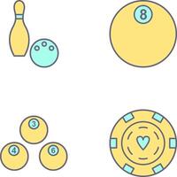 bolos y ocho pelota icono vector