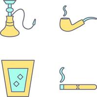 hookah and lit smoking pipe Icon vector