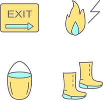 exit and electricity fire Icon vector