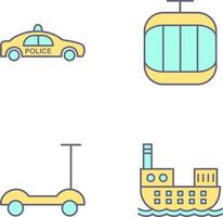 Police Car and Cable Car Icon vector