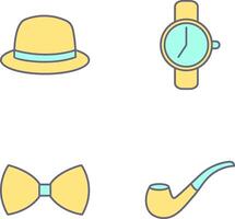 Hat and Watch Icon vector