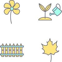 Small flowers and Growing Plant Icon vector