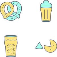 galleta salada y medio litro de cerveza icono vector