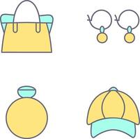 bolso y pendientes icono vector