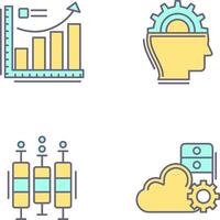 crecimiento gráfico y máquina aprendizaje icono vector