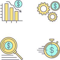 Chart Down and Settings Icon vector