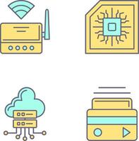 Wifi enrutador y chip icono vector