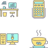 Office Desk and Calculator Icon vector