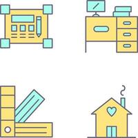 Blueprint and Desk Icon vector