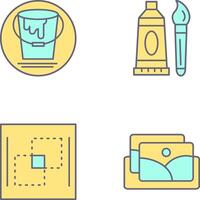 paint bucket and oil paint Icon vector