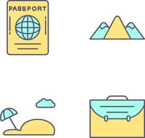 pasaporte y montaña icono vector