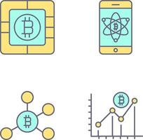 bitcoin chip y móvil icono vector