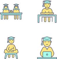 Combined Study and Studying on Desk Icon vector