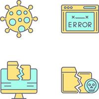 virus y error código icono vector